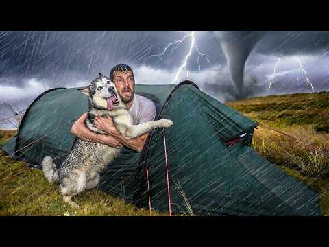 The WORST STORM Hits! CAMPING In Heavy Rain on Mountain - Caught in a Rainstorm With My Dogs