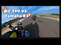 BS3 KTM RC 390 Vs Yamaha R3 on Track !! POWER VS HANDLING Who will win??