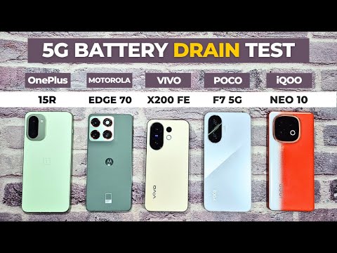 (5G) BATTERY DRAIN TEST | Motorola Edge 70 vs iQOO Neo 10 vs POCO F7 vs OnePlus 15R vs VIVO X200 FE