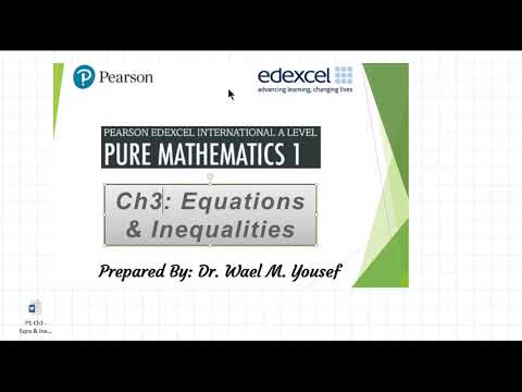 Edexcel IAL MATH P1 - CLASSIFIED - Equations & Inequalities