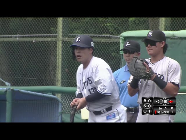 【ファーム】ライオンズ・仲三河優太 一二塁間を破るタイムリーヒットで先制に成功!! 2025年7月9日 埼玉西武ライオンズ 対 読売ジャイアンツ