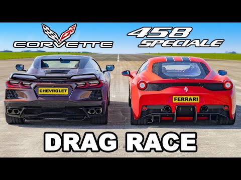 C8 Corvette v Ferrari 458 Speciale: DRAG RACE