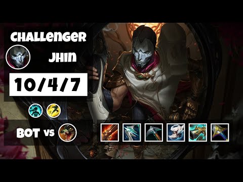 Jhin Bot Lane 11.17 Challenger Gameplay Replay S11 (10/4/7) - OCE