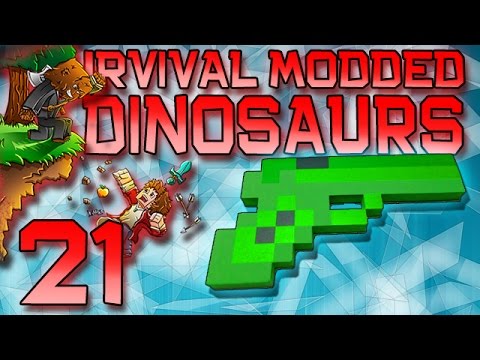 Minecraft: Modded Dinosaur Survival Let's Play w/Mitch! Ep. 21 - EMERALD GUN MOD!