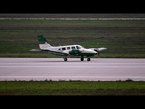 Piper Seneca II Taking Off from Leipzig/Halle Airport (Germany)
