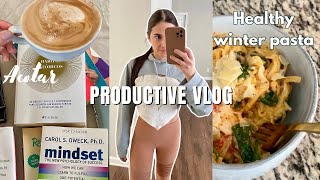PRODUCTIVE VLOG - Healthy winter pasta, book sorting, finishing ACOTAR book 2, and more!