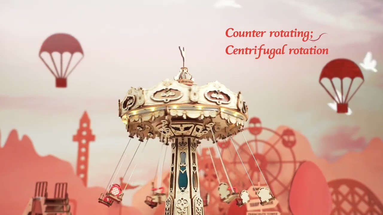 RoboTime 3D skládačka hrací skříňky Řetízkový kolotoč barevný