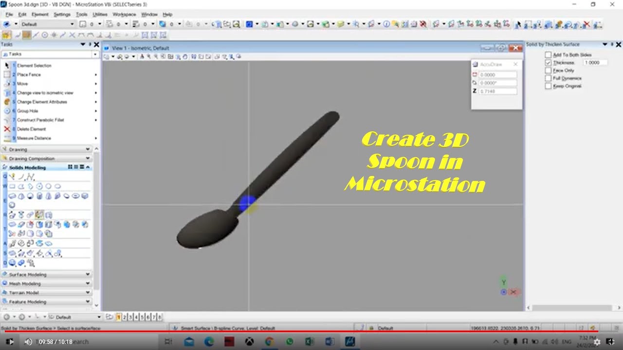 Create 3D Spoon in Microstation