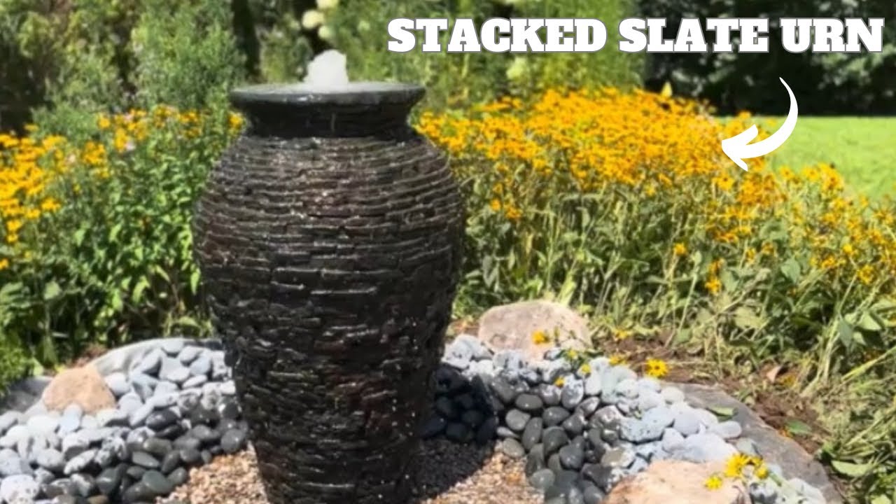 Stacked Slate Urn Installation