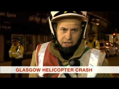 Police helicopter crashes into Clutha Pub Glasgow Scotland people still trapped inside