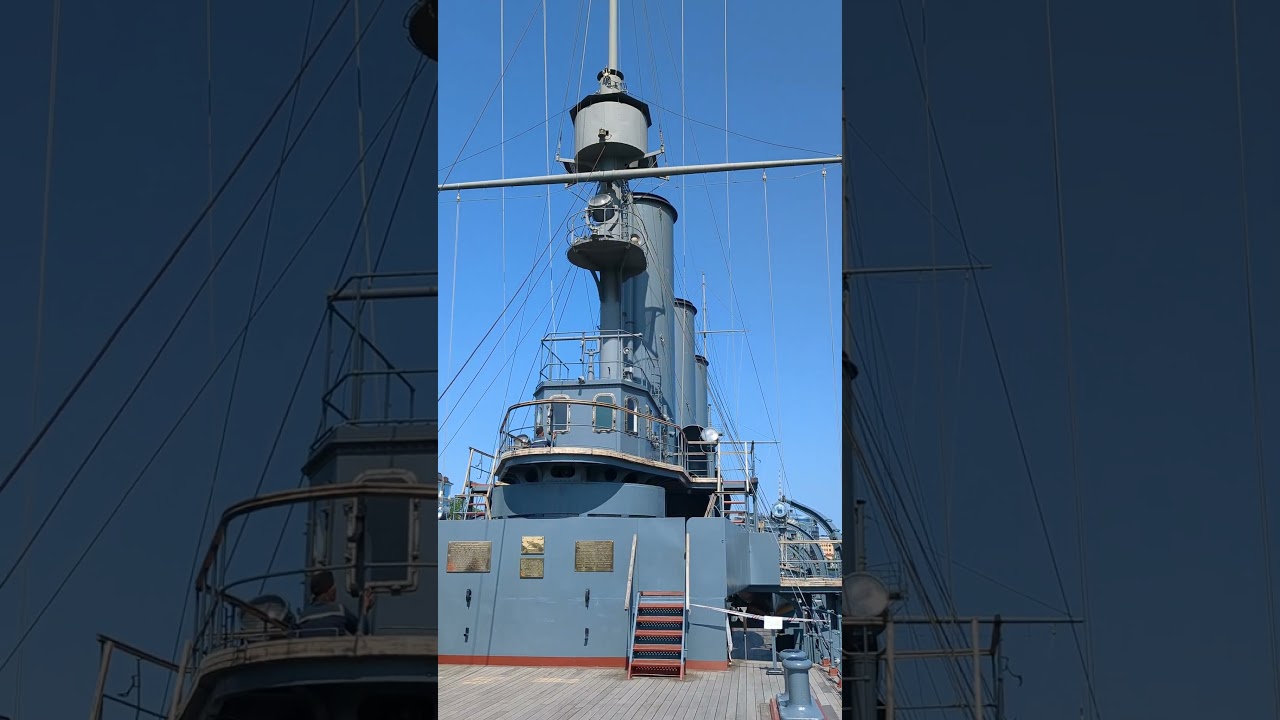 St. Petersburg. The view of Saint Petersburg from the cruiser Aurora.