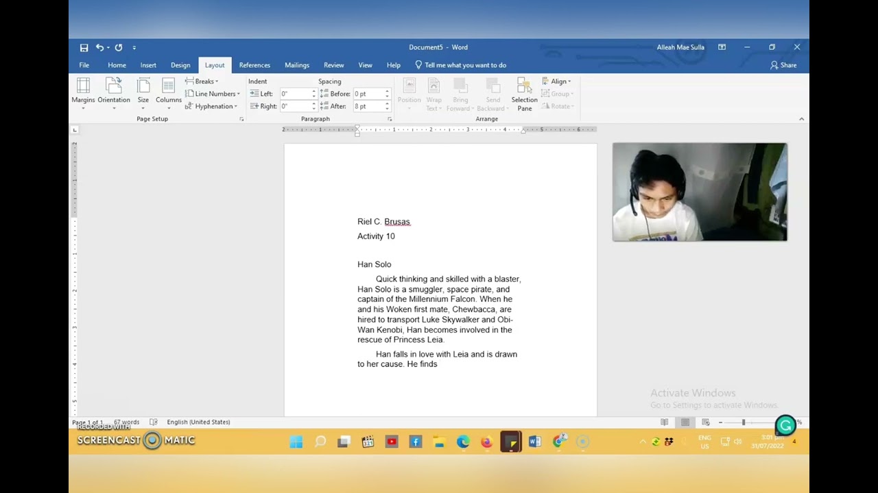 WORD PROCESSING/ ACTIVITY 1/ TUTORIAL/ FINALS