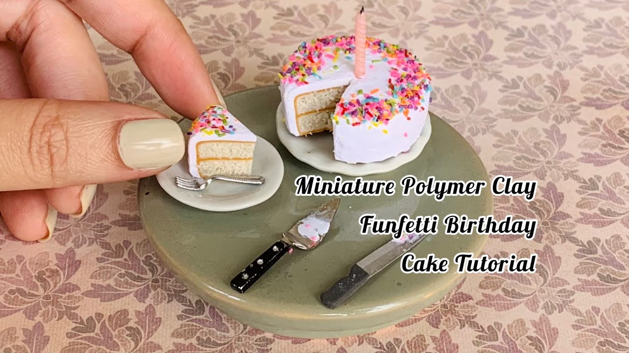 Video Tutorials for Beginners - Easy Miniature Polymer Clay Funfetti Birthday Cake Tutorial