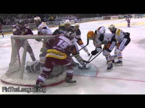 Lorenz Kienzle hit on Chris Rivera - GSHC vs HCLugano