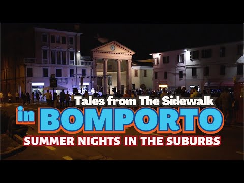 Notte Blue walking tour of Bomporto Italy | a Sidewalk evening stroll around the old town