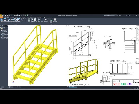 Autodesk inventor INDUSTRIAL STAIRCASE DESIGN And  Assembly Exercise 51