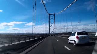 Drive South Over Forth Road Bridge Scotland