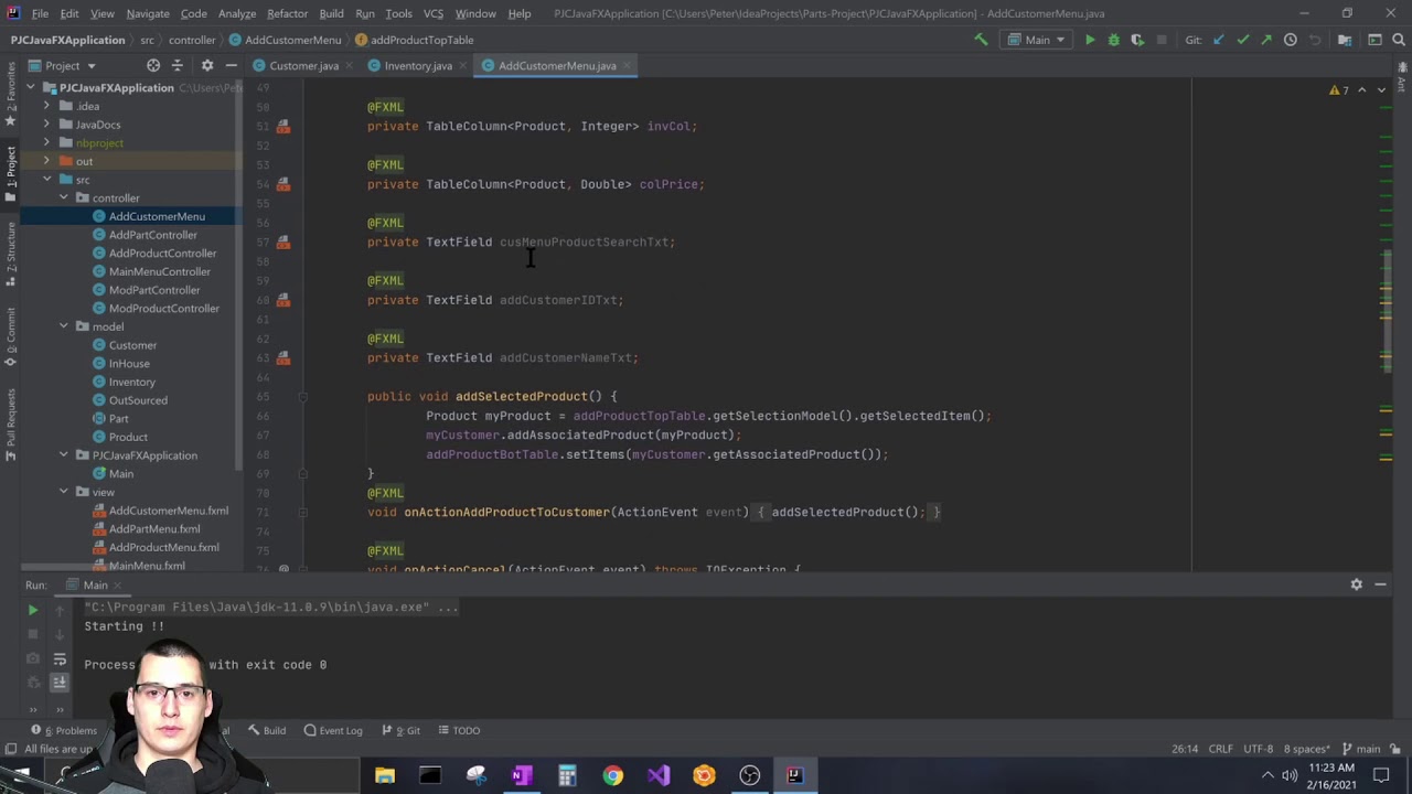 JavaFX Part 2 Parts Project