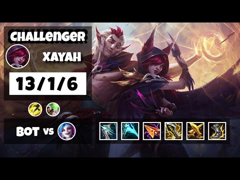 Xayah 11.6 Gameplay Challenger Replay Bot Lane - S11 (13/1/6) - EU