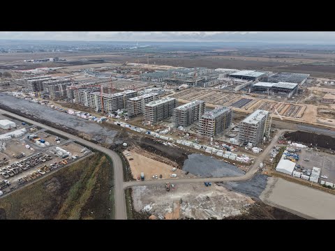 EXPO 2027-pokrivanje hala i postavljanje izolacije i sendvič panela + izgradnja petlje - dron snimak