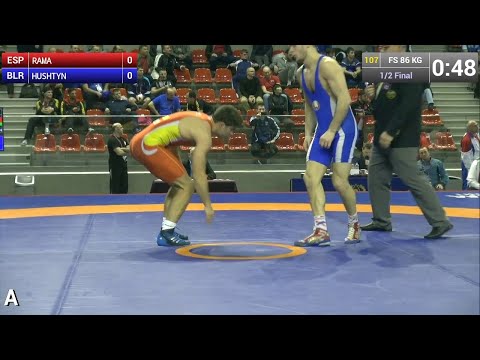 1/2 Final FS - 86 kg: Daniel RAMA (ESP) vs. Aliksandr HUSHTYN (BLR)