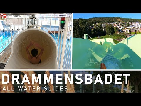 Alle Wasserrutschen im Drammensbadet in Norwegen