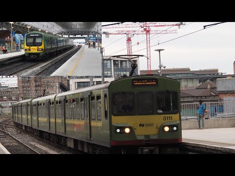 IÉ 8100 + 29000 class trains @ Pearse Station, Dublin [plus announcement for Maynooth]  (11/7/22).