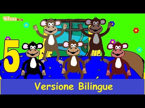 Cinque scimmiette - 5 kleine Affen - Ital.-Ted. - Yleekids Italiano