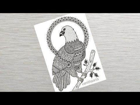 How to draw Mandala for Beginners Birds house mandala art Birds drawing stepbystep doodle art