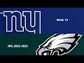 NFL 2022-2023 Season - Week 18: Giants @ Eagles