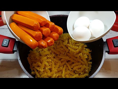 SUPER EASY AND FAST LUNCH! Sausage, eggs and pasta | simple recipe