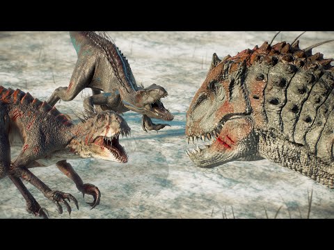 SCORPIOS REX vs INDORAPTOR vs INDOMINUS REX - BATTLE ROYALE!! | Jurassic World Evolution 2