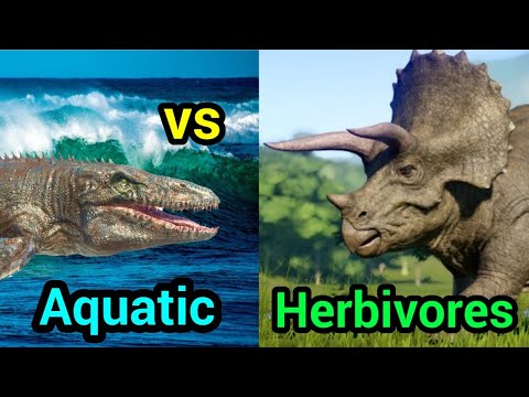 1 VS 1 AQUATICS VS HERBIVORE DINOSAURS animal revolt battle simulator HEALTH BARS FACTION BATTLE