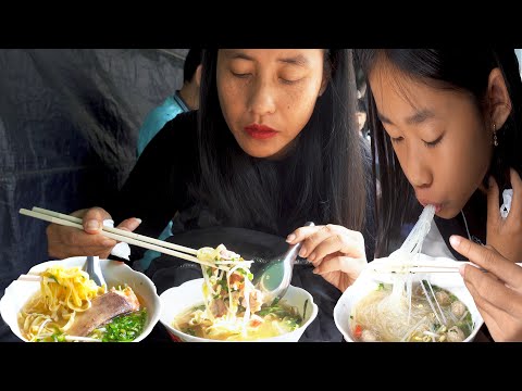 Eating Cambodian Street Food Compilation - Pork Rice, Nom Banhjok, Banh Sung, & More