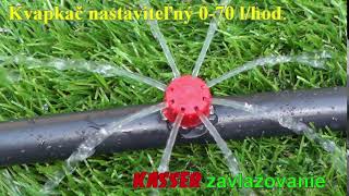 Kvapkač nastaviteľný 0-70 l/hod. červený
