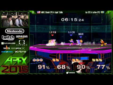Apex 2015 - Ice & Leffen Vs. Liquid' Chillin & MOR | Chudat - SSBM Losers Semis - Melee