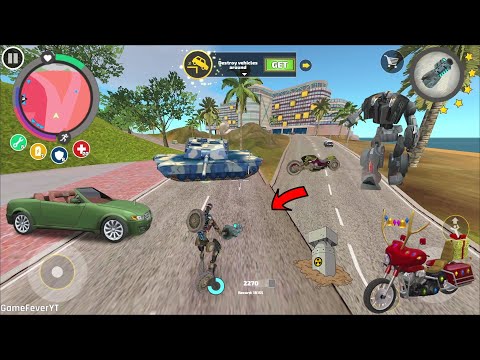 Rope Hero Vice Town (Transformer Bike Robot Fight Destroy Army Tank) - Android Gameplay HD