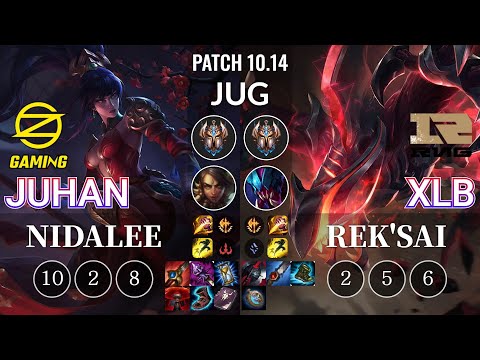 OZ Juhan Nidalee vs RNG XLB Rek'Sai Jungle - KR Patch 10.14