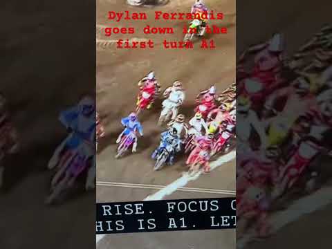 DYLAN FERRANDIS WRECKS IN TURN 1 AT A1 #supercross #amasupercross #supercrossthegame #mxg