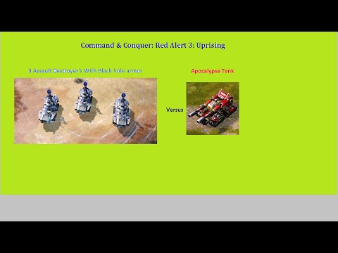 Red Alert 3 Uprising 3 Assault Destroyer's with black hole armor vs Apocalypse Tank