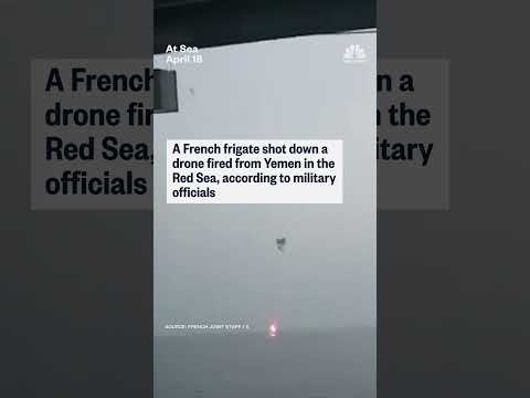 A French frigate shot down a drone fired from Yemen in the Red Sea, according to military officials