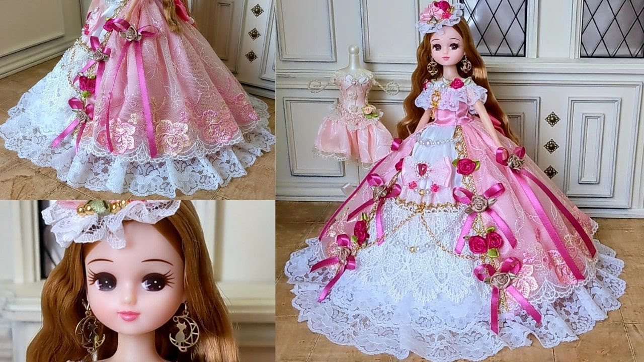 【リカちゃんドレス】乙女の夢プリンセス ジュエリーお花いっぱい＊ 服＊doll＊dress＊clothes＊DIY＊ Making