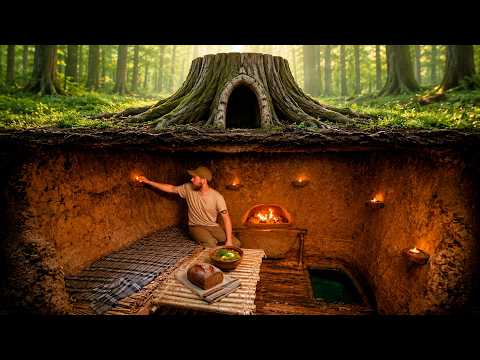 Building a Large Secret Dugout with a Hidden Well | Bushcraft,  Survival