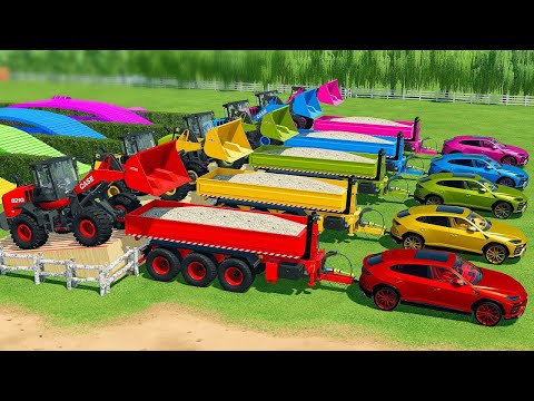 TRANSPORT RIVER SAND AND NEW IPHONE 15 WITH LAMBORGHINI URUS CARS - Farming Simulator 22