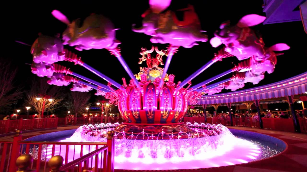 Dumbo Nighttime lighting in the new Storybook Circus