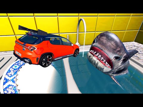 Kitchen Speed ​​Jump Sink With Hungry Shark - Beamng Drive | TrainWorld