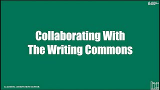 Collaborating with the Writing Commons