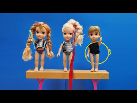 Learn Gymnastics ! Elsa and Anna toddlers | balance | competition | Barbie is the coach