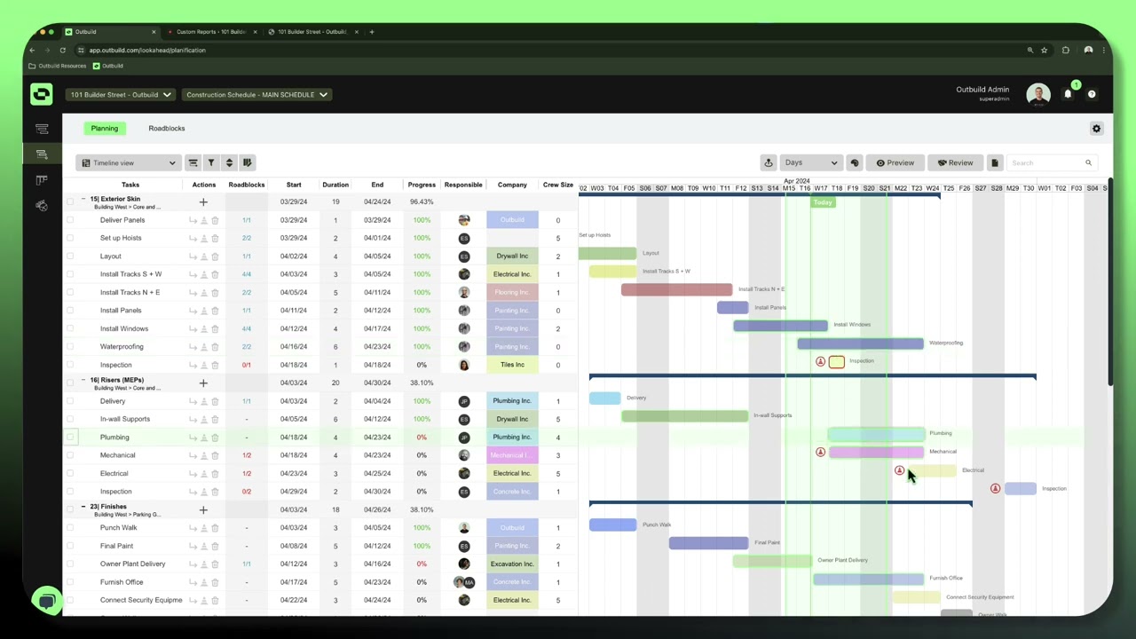Outbuild Construction Scheduling Software in 2 Minutes