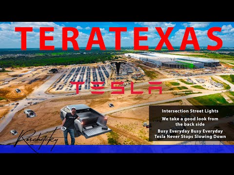#Tesla #TeraTexas GigaTexas Drone Update - #Cybertruck #ModelY #TeslaSemi Factory + #Starlink Flyby